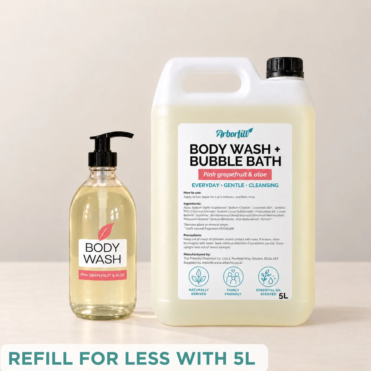 Body Wash / Bubble Bath - Refillable Glass Bottle (500ml)