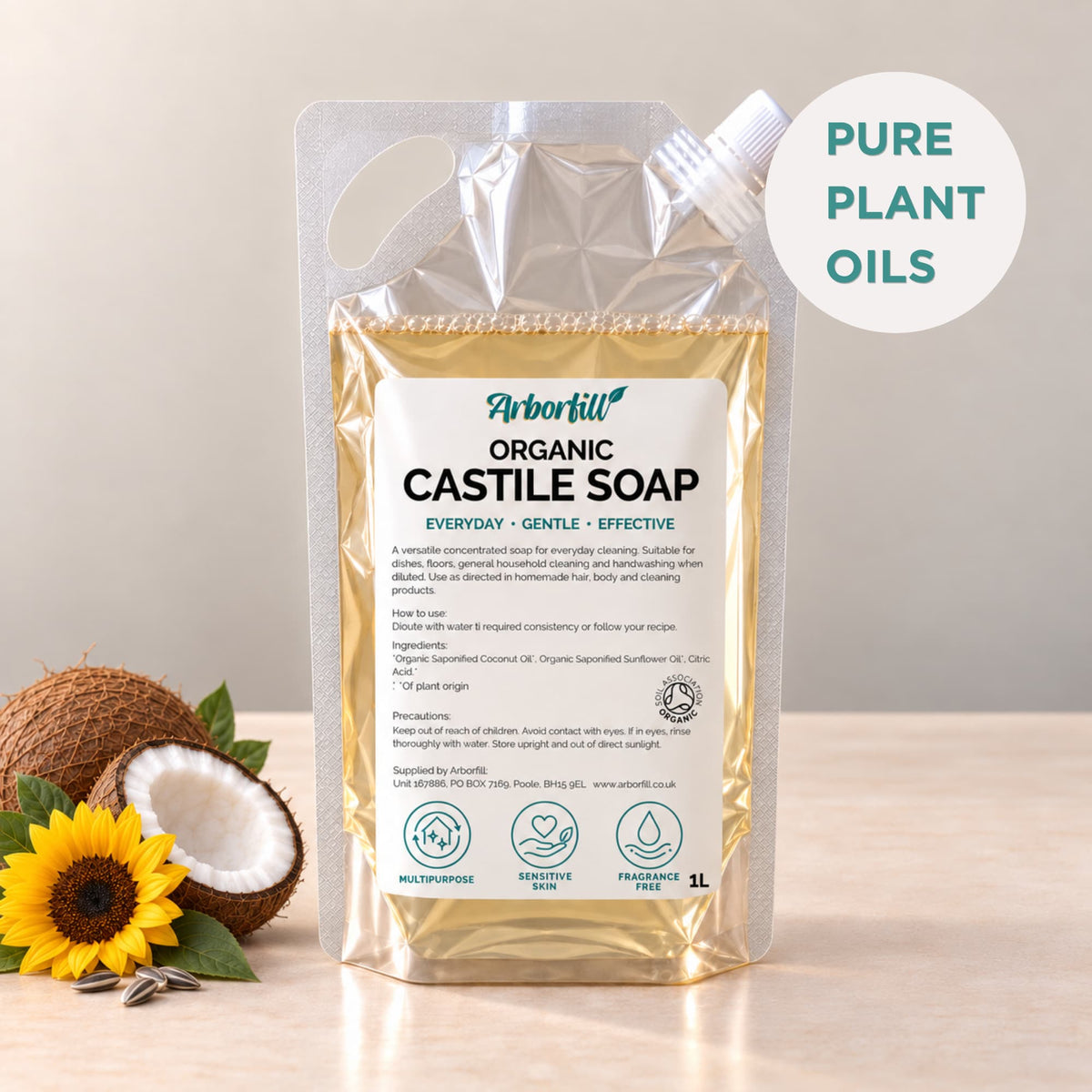 Organic Castile Soap - Refill Pouch 1L
