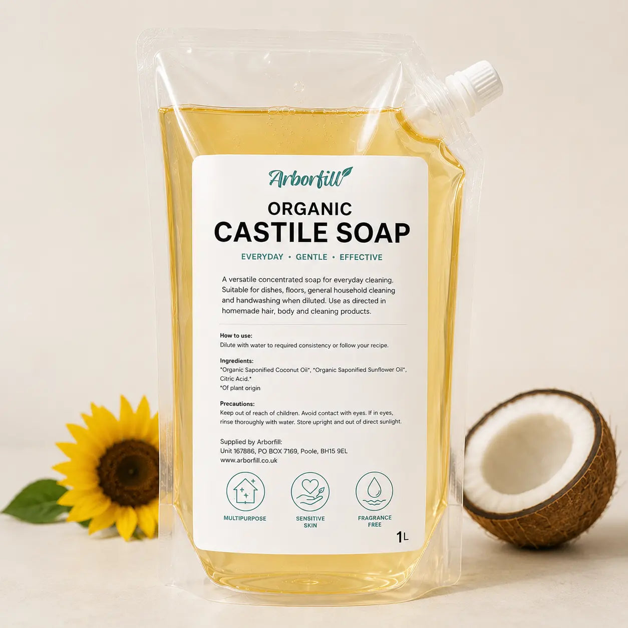 Organic Castile Soap - Refill Pouch 1L