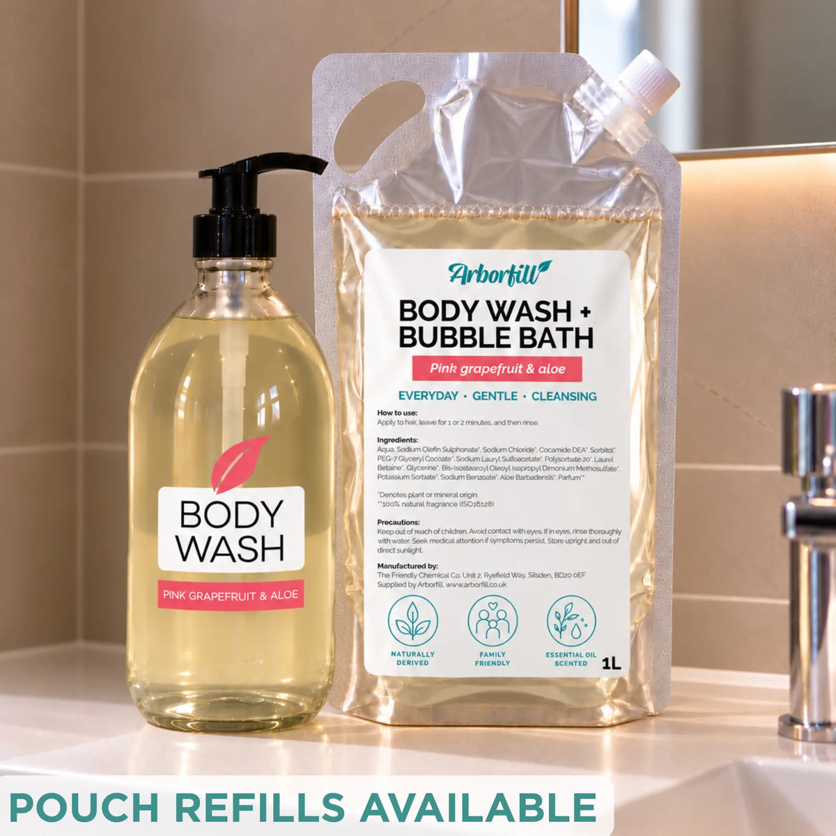 Body Wash / Bubble Bath - Refillable Glass Bottle (500ml)