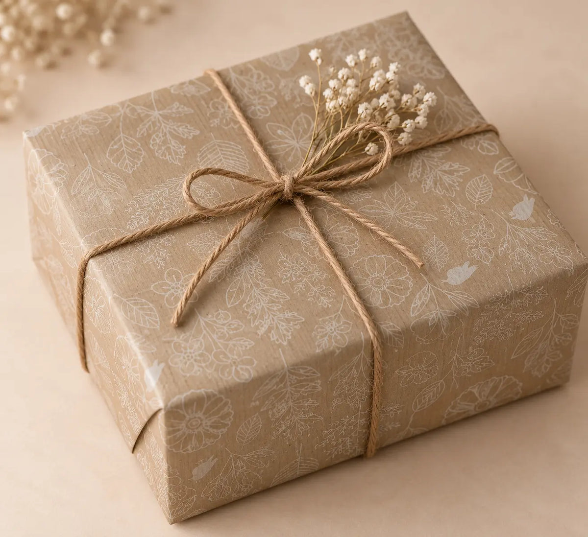 Botanical Recycled Kraft Gift Wrapping Paper (5m)
